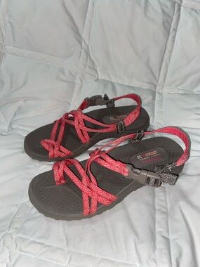 New Sketchers Reggae Irie mon Outdoor Life Style Walking Sandals Black Size 7